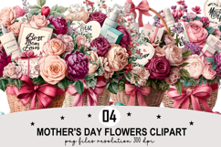 Whimsical Mother's Day Flowers Clipart png Watercolor png Product Image 1