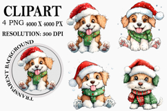 Whimsical Christmas Dog Clipart Watercolor PNG Product Image 1