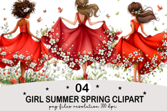 Girl Summer Spring Clipart png Watercolor png Product Image 1