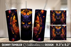 Stained Glass Halloween Cat Tumbler | 20oz Skinny Tumbler Product Image 1