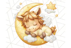 Sleeping Baby Animals PNG, Moon and Stars Nursery Clipart Product Image 4