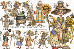 Whimsical Summer Witch Clipart Product Image 1