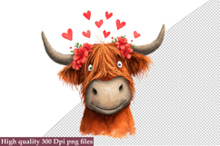 Valentine Highland Cow Clipart Png Product Image 1