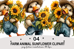 Farm animal sunflower clipart Watercolor png Product Image 1