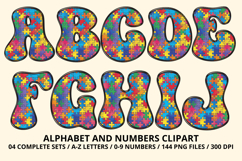 Autism Awareness Doodle Letters Puzzle Piece Alphabet PNG Product Image 2