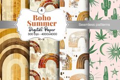Summer Boho digital paper Seamless backgrounds Product Image 2