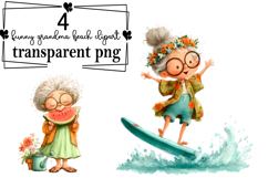 Funny Grandma Beach Clipart Watercolor PNG Product Image 1