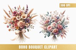 Watercolor boho bouquet clipart, Boho Flowers png Product Image 1