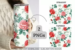 20oz Skinny Tumbler Wrap Flowers Sublimation, Floral Design Product Image 2