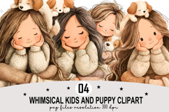 Whimsical Kids Puppy Clipart Watercolor PNG Product Image 1