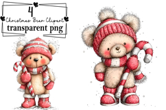 Whimsical Christmas Teddy Bear Clipart Watercolor PNG Product Image 1