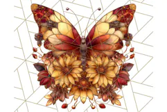 Stained Glass Butterfly and Sunflower PNG Clipart Product Image 4