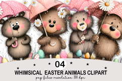 Whimsical Easter Animals Clipart Watercolor png Product Image 1