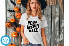 White women Tshirt Mockup, Halloween tshirt mockup Product Image 1