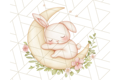 Pastel Pink Easter Bunny Egg and Flowers Clipart PNG Product Image 3