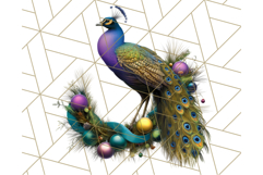 Peacock Christmas Clipart in Jewel Tones, Christmas Png Product Image 4
