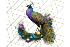 Peacock Christmas Clipart in Jewel Tones, Christmas Png Product Image 4