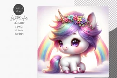 Unicorn clipart, Rainbow clipart, Fantasy Product Image 1