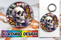 Cheerful Car Coaster Circle PNG, Skull USA Product Image 1