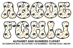 Graduation Alphabet png clipart, graduation letters doodle Product Image 2
