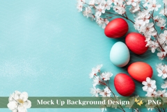 Easter Eggs Background PNG, Floral Blue Background Design Product Image 1