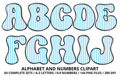 Stripes Alphabet Letters & Numbers Clipart PNG 300DI Product Image 2