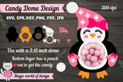 Pink penguin girl Candy Dome , 3d svg cut file, Product Image 1