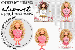 Whimsical Mother's Day Girls PNG Clipart Watercolor png Product Image 1