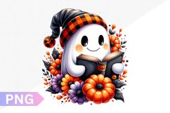 Halloween Ghost And Books Sublimation - Clipart PNG Design Product Image 1