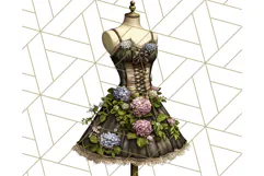 Couture Floral Dress Form PNG Clipart, Vintage Style Flowers Product Image 4