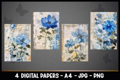 4 Beautiful Flowers Digital Papers I Junk Journal Pages Product Image 2