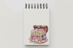 Underwater Treasure Chest Gold Coin Shell Gem PNG Summer Product Image 5