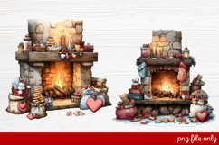 Cozy Christmas Fireplace Clipart | Holiday Mantel &amp; Winter Product Image 1