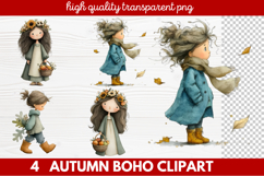 Autumn Boho Clipart | Fall Bohemian Aesthetic PNG Illustrati Product Image 1