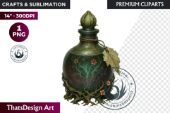 Magical Potion Bottles PNG, Fantasy Witchcraft Clipart witch Product Image 1