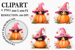Whimsical Halloween Bee Clipart Watercolor PNG Product Image 1