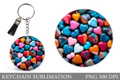 Hearts Round Keychain. 3D Hearts Keychain Sublimation Product Image 1