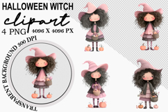 Witch Pumpkin Autumn Girl Clipart Watercolor PNG Product Image 1