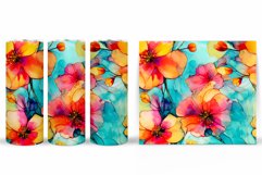 Flowers Tumbler Design. Alcohol Ink Flowers Tumbler Wrap Product Image 2