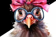 Funny Chicken with Pink Bow and Glasses PNG Sublimation Product Image 3