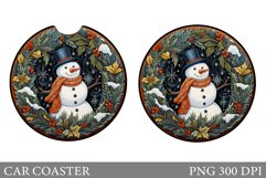 Snowman Car Coaster. Christmas Car Coaster Sublimation Product Image 1