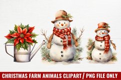 Watercolor Christmas Farm Clipart Product Image 1