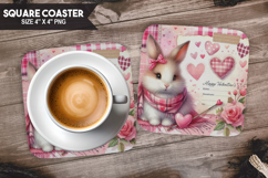 Bunny, Holiday Themes, Buffalo Plaid Square Coaster PNG Product Image 1