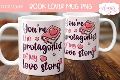 Valentines mug wrap PNG for book lovers, Book nerd mug Product Image 3