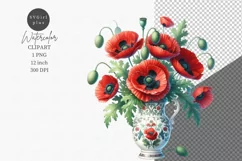Red poppies clipart, Spring clipart, Summer sublimation Product Image 1