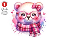 Bear Valentine Clipart | Watercolor Clipart | Sublimation Product Image 1