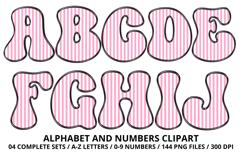 Stripes Alphabet Letters &amp; Numbers Clipart PNG 300DI Product Image 2