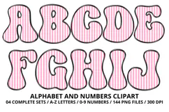 Stripes Alphabet Letters & Numbers Clipart PNG 300DI Product Image 2