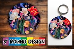 Abstract Floral Keychain Sublimation Design Product Image 1