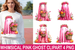 Whimsical Pink Ghost Clipart Product Image 1